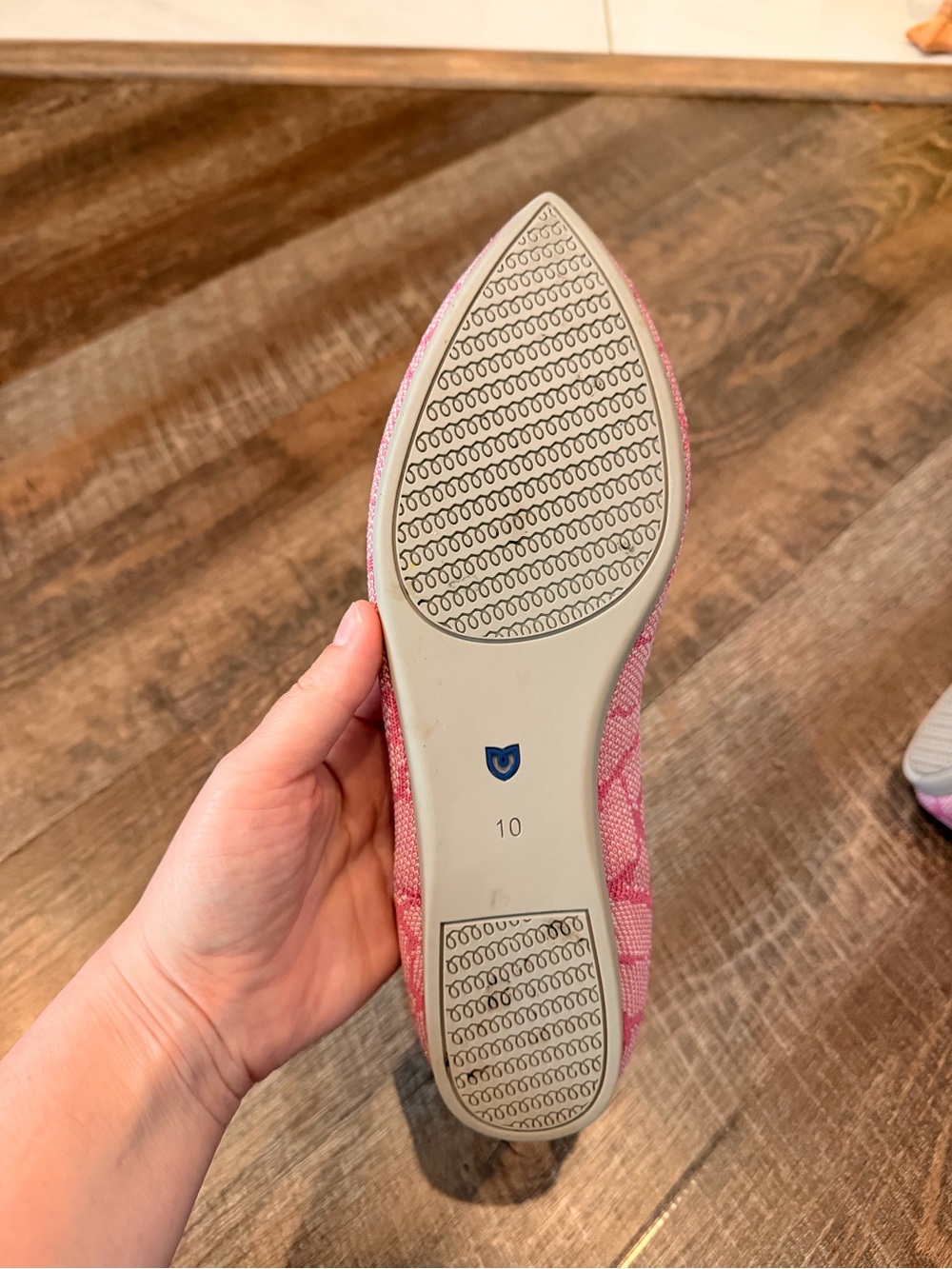 Rothy’s The Point Flats Women’s Size 10 Pink Patterned Knit Washable Pointed Toe - Picture 8 of 9
